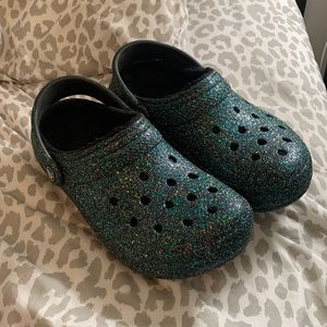 Crocs dark glitter lined shoes